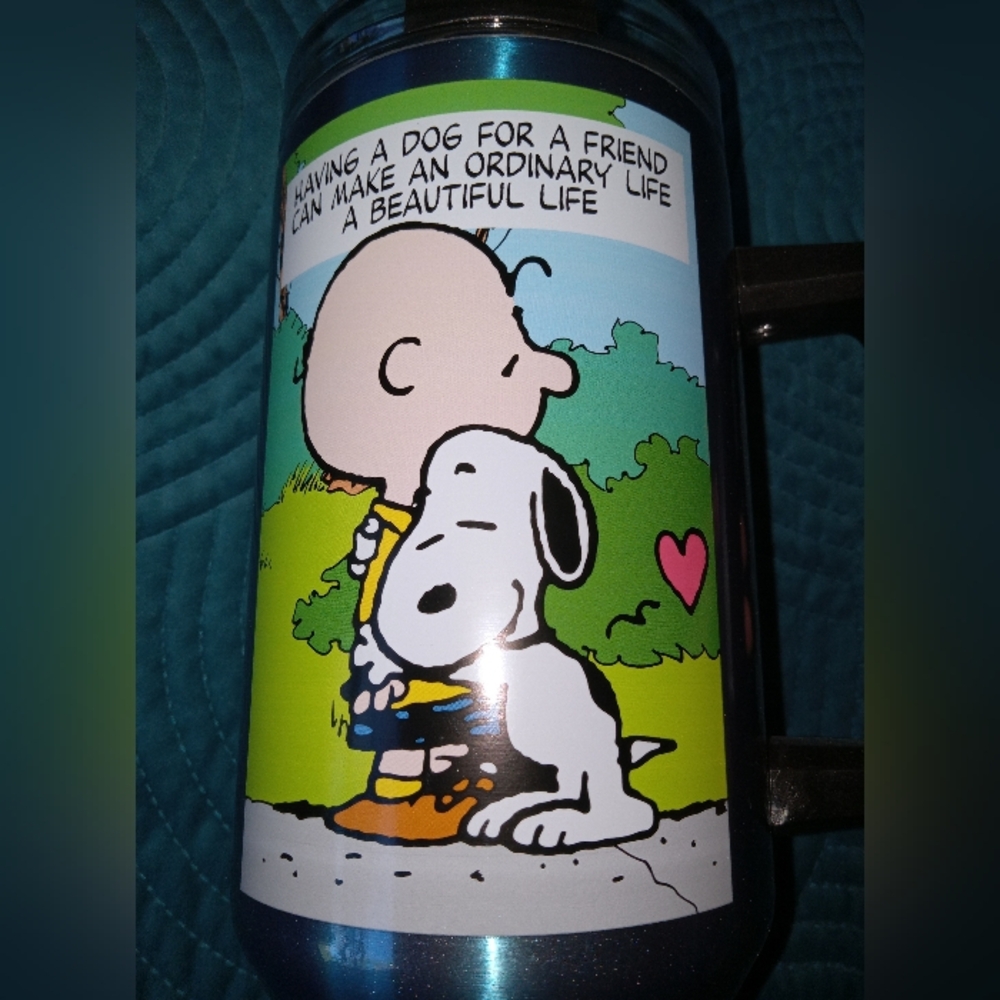 Peanuts Snoopy 40 oz TUMBLER Travel Mug Double Wall New Friends - Picture 2 of 7